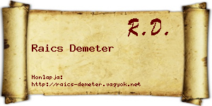 Raics Demeter névjegykártya